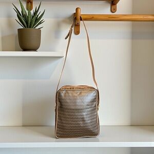 Vintage Mario Valentino coated canvas and leather crossbody bag.